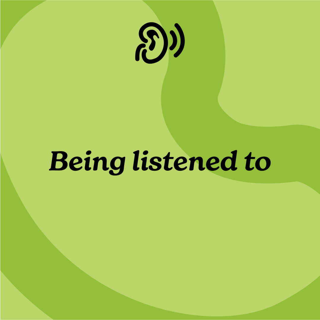 IKCC-WCKD-2024-Social-Carousel-02-1x1-English-01 Green and light green background with black text "Choosing who you listen to" and sound icon at top.